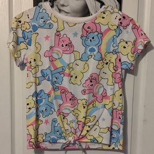 Care Bears Short Sleeve Tie Keyhole Front Girls T-shirt Large
